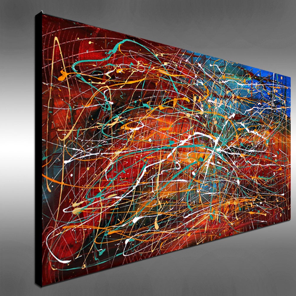 Abstract Art Painting - Handmade modern canvas art with bold brushstrokes and vibrant colors by artist Maitreyii.