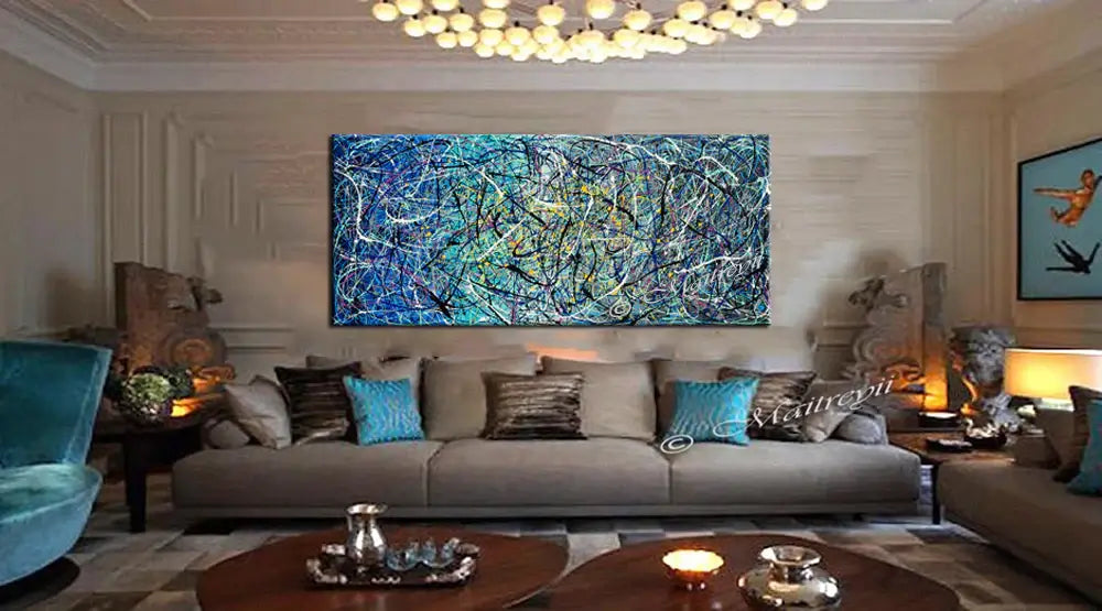 Abstract Angel Paintings | Jackson Pollock Style | Large Modern Art - Vintage Beauty 130