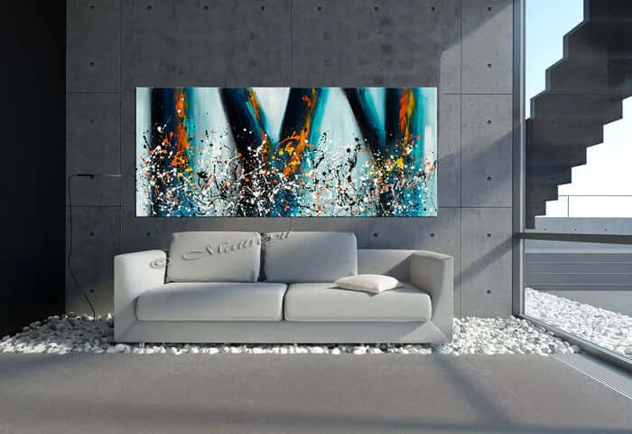 Jackson Pollock Style artwork for sale large Oil Painting on Canvas - Modern paintings luxury homes
