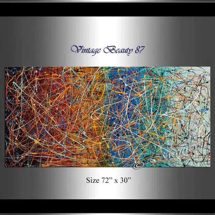 Abstract Artwork on Canvas | Jackson Pollock | Large Modern Art -Vintage Beauty 87