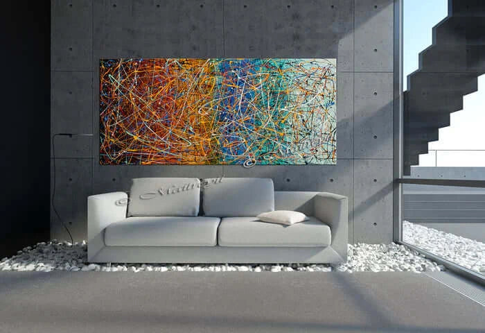 Abstract Artwork on Canvas | Jackson Pollock | Large Modern Art -Vintage Beauty 87