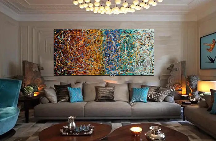 Abstract Artwork on Canvas | Jackson Pollock | Large Modern Art -Vintage Beauty 87