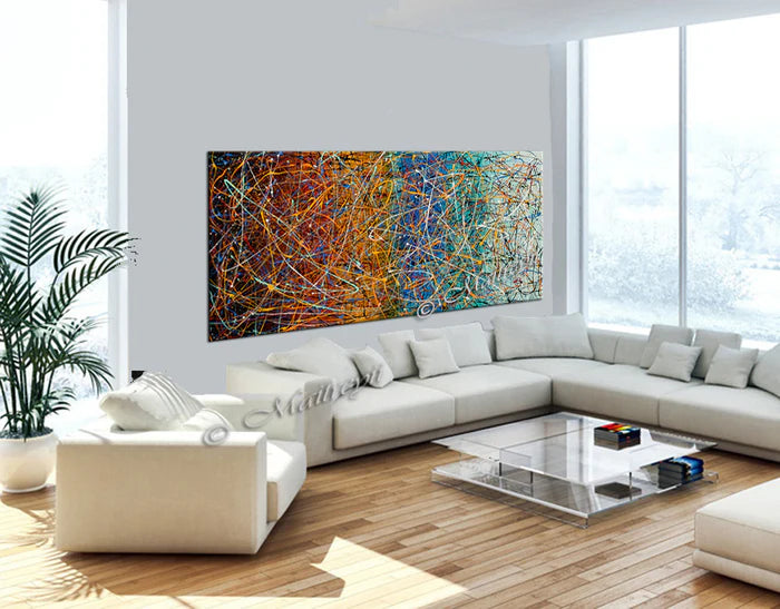 Abstract Artwork on Canvas | Jackson Pollock | Large Modern Art -Vintage Beauty 87