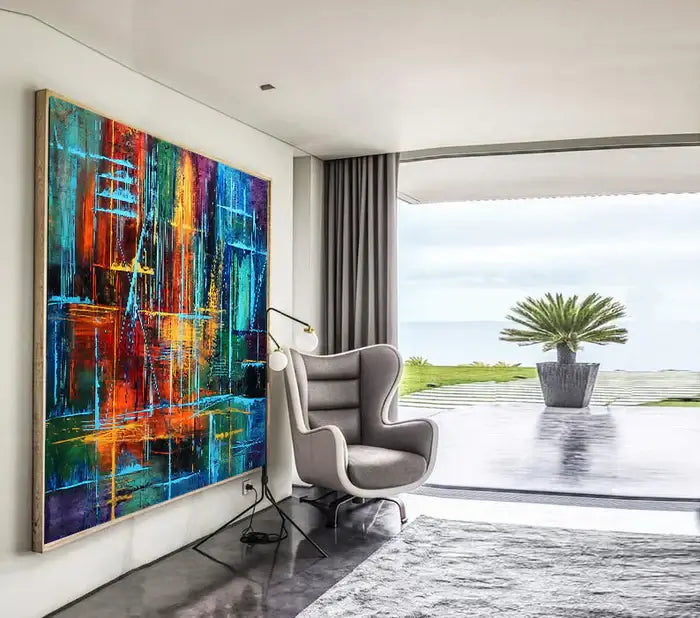 Large Abstract Painting For Sale Livingroom Original Abstract Modern Home Decor Contemporary Art Gallery - Visual Illusions