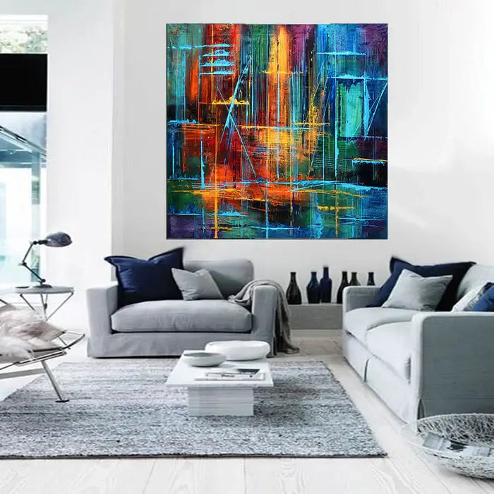 Large Abstract Painting For Sale Livingroom Original Abstract Modern Home Decor Contemporary Art Gallery - Visual Illusions