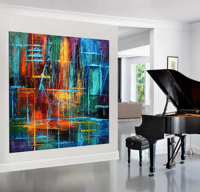 Large Abstract Painting For Sale Livingroom Original Abstract Modern Home Decor Contemporary Art Gallery - Visual Illusions