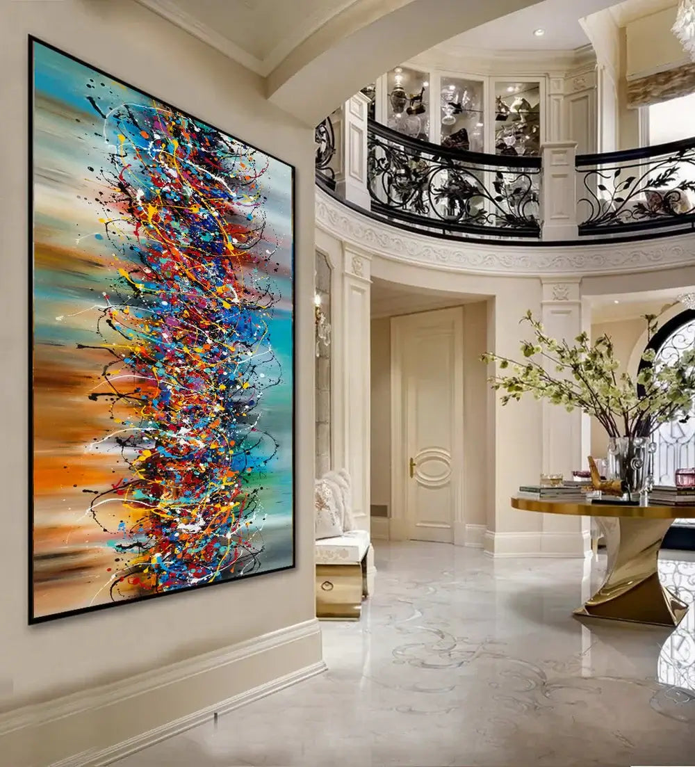 Large Jackson Pollock Style | Drip Painting – Beauty of Bridge 2 displayed in an elegant modern interior.