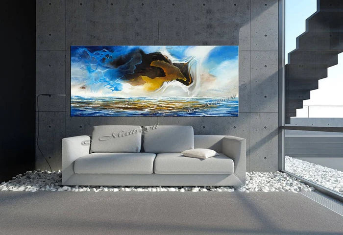 Bull Artwork Large Ocean Art Oil Painting on Canvas Modern Wall Art Seascape Painting -Seascape 27