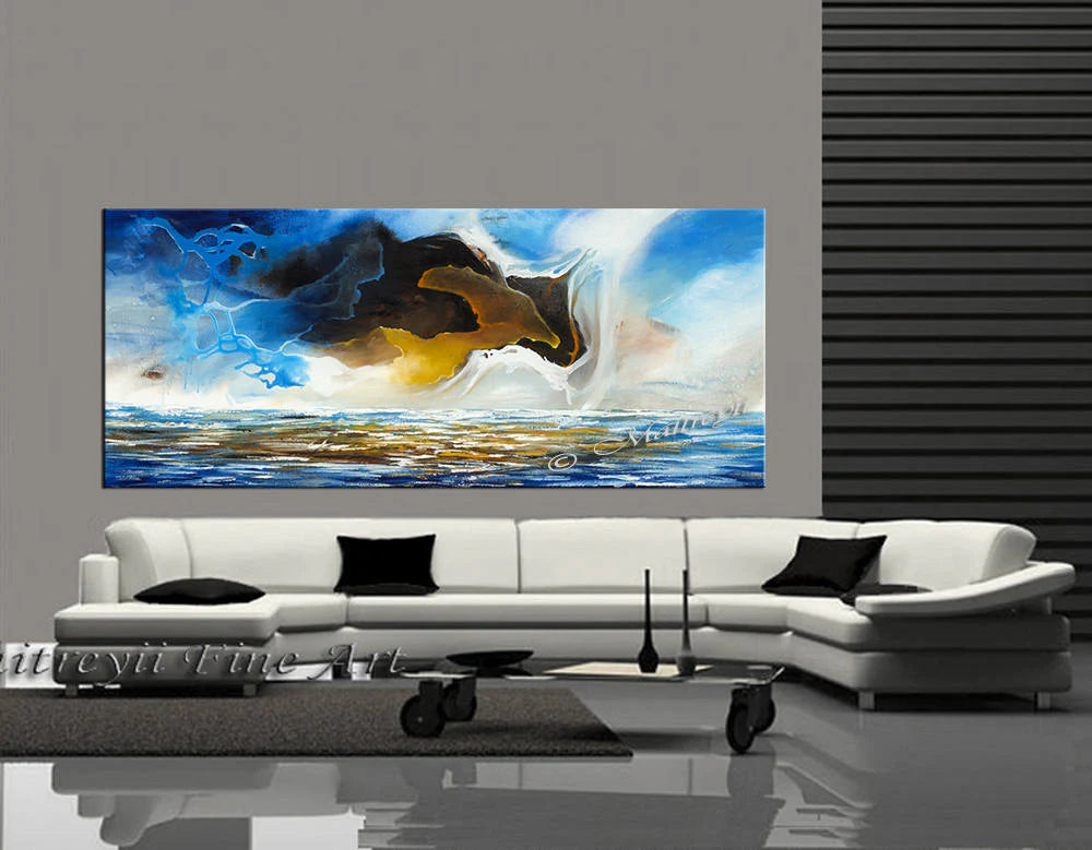 Bull Artwork Large Ocean Art Oil Painting on Canvas Modern Wall Art Seascape Painting -Seascape 27