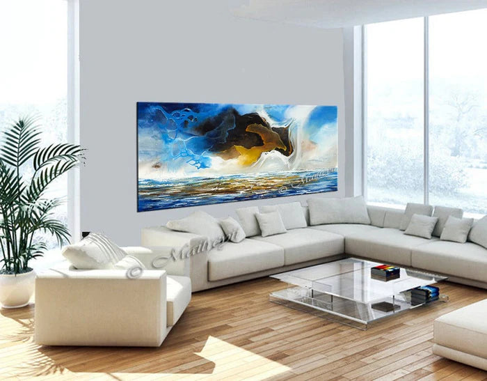 Bull Artwork Large Ocean Art Oil Painting on Canvas Modern Wall Art Seascape Painting -Seascape 27