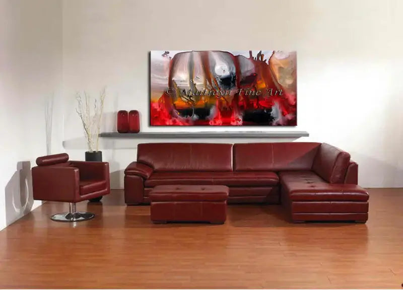 Red Oil Painting Abstract Art For Sale, Black Hole Beauty 81 - Size 48x24 Worldwide shipping