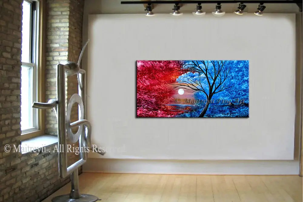 Large Landscape artwork Oil Painting on Canvas - Modern Wall Blissful Sunrise 2