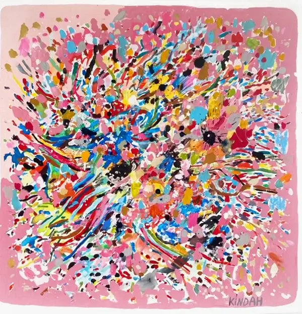 Pink Beauty Custom Order painting design featuring vibrant colors and abstract patterns, size 84"Wx60"H.