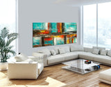 Large Modern Art Oil Painting on Canvas - Modern Wall Art Color Illusion - LargeModernArt