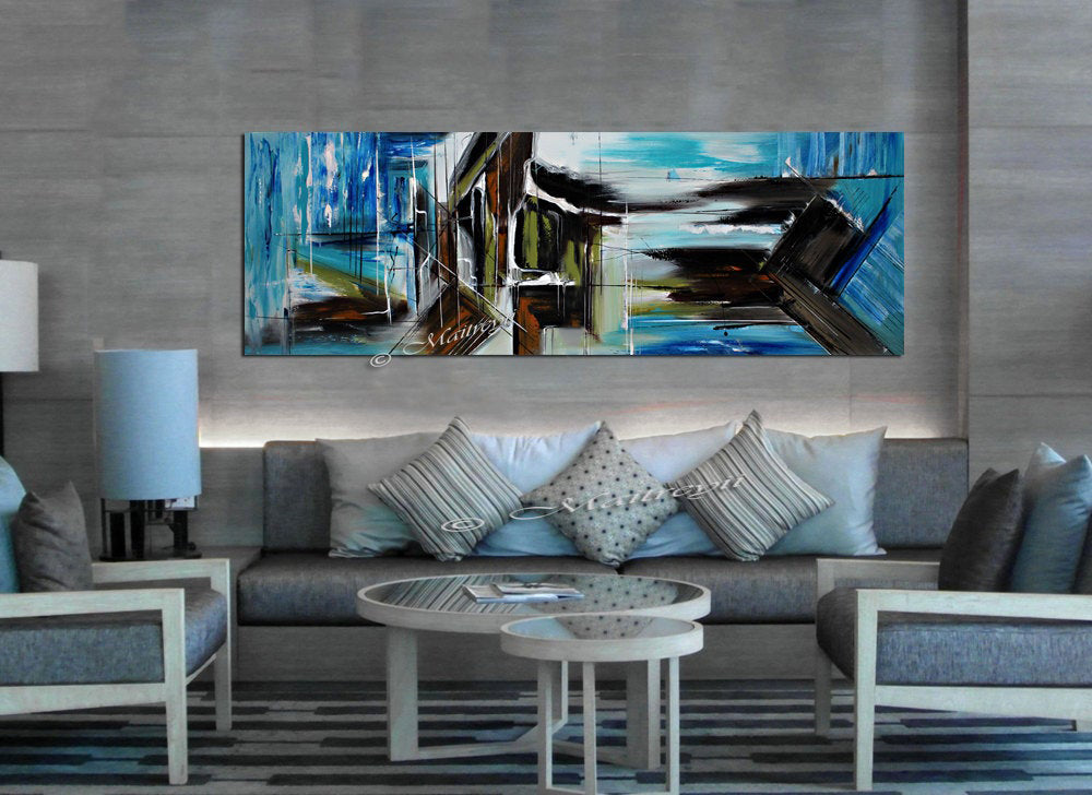 Large Abstract Blue Painting - New Begining