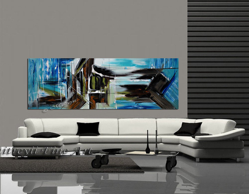 Large Abstract Blue Painting - New Begining