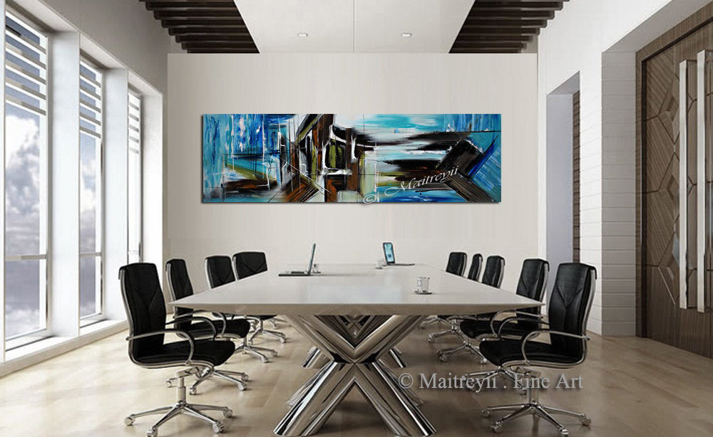 Large Abstract Blue Painting - New Begining