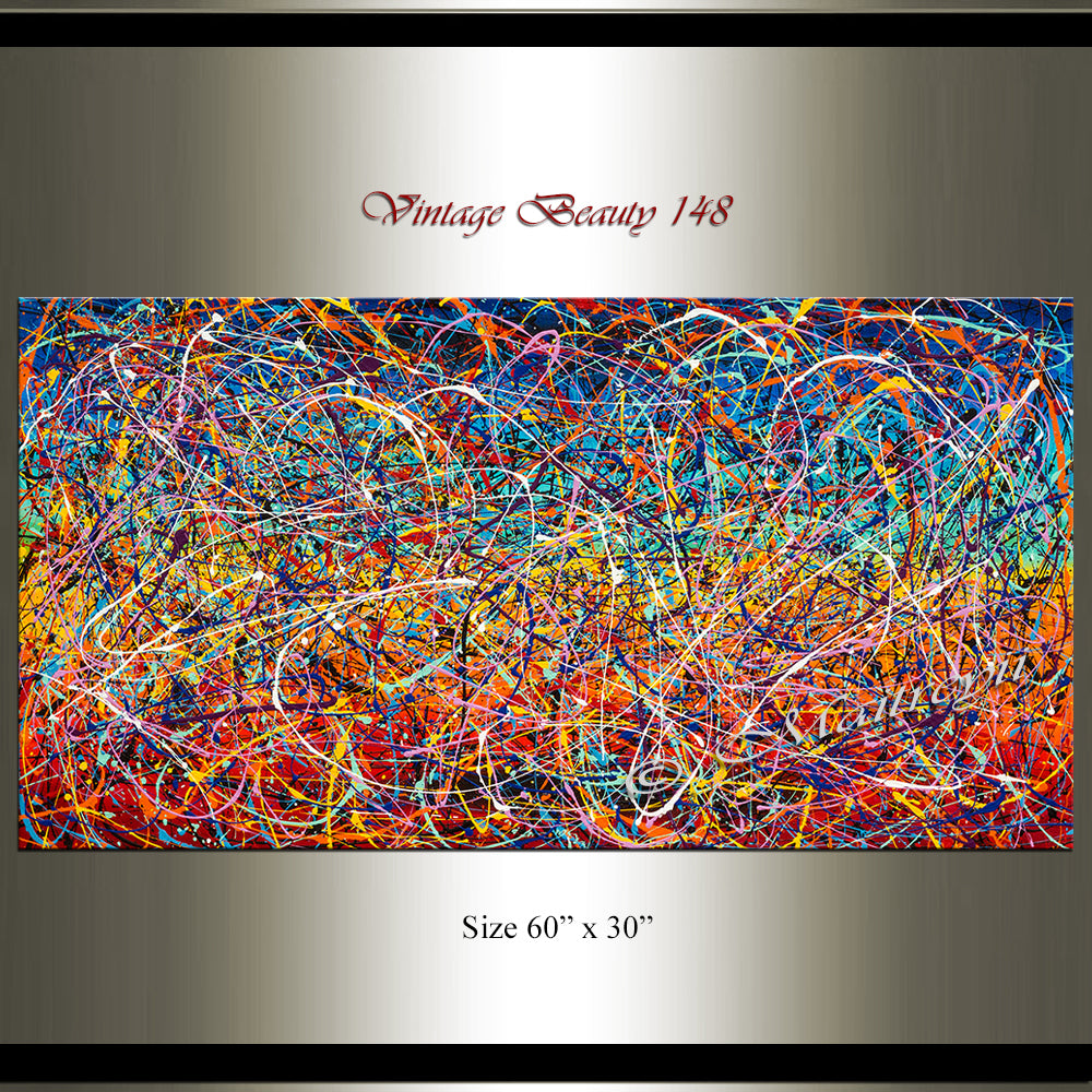 Painting Jackson Pollock Multiple Size Drip Style Abstract art on Canvas, large Wall Art - Vintage Beauty 148