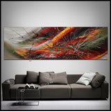 Abstract painting on Canvas Red Blue 72", Wall Art Home Decor - Fall Begins