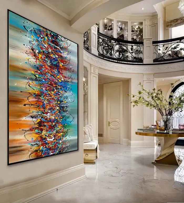 Large abstract wall art displayed in a luxurious living room – Beauty of Bridge by Maitreyii Kumari