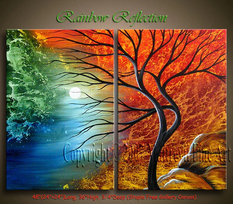 Landscape Nature painting - Unique, Classic, Modern and Meaningful Four Seasons Beauty all in one Painting