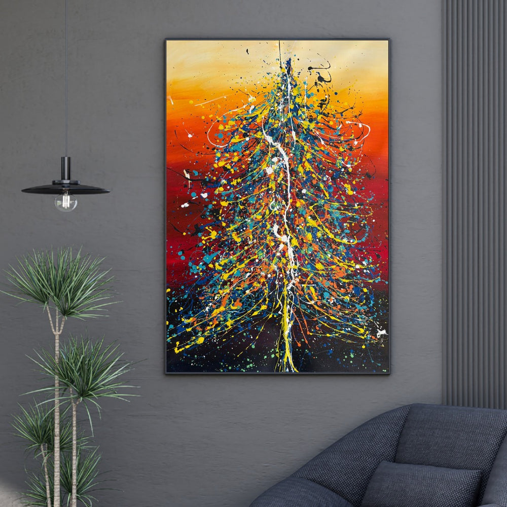 Christmas Tree Art – Hand-Painted Modern Holiday Home Decor