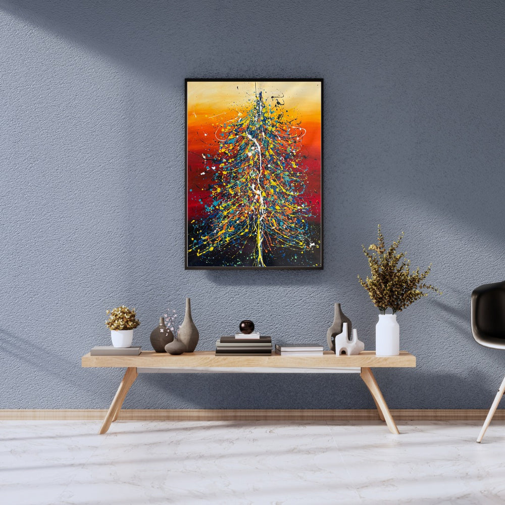 Christmas Tree Art – Hand-Painted Modern Holiday Home Decor