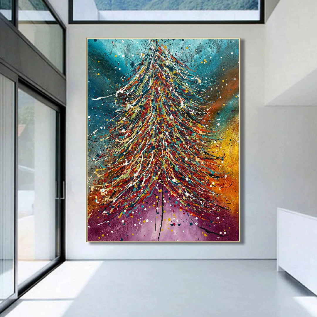 Christmas tree painting original hand painted art