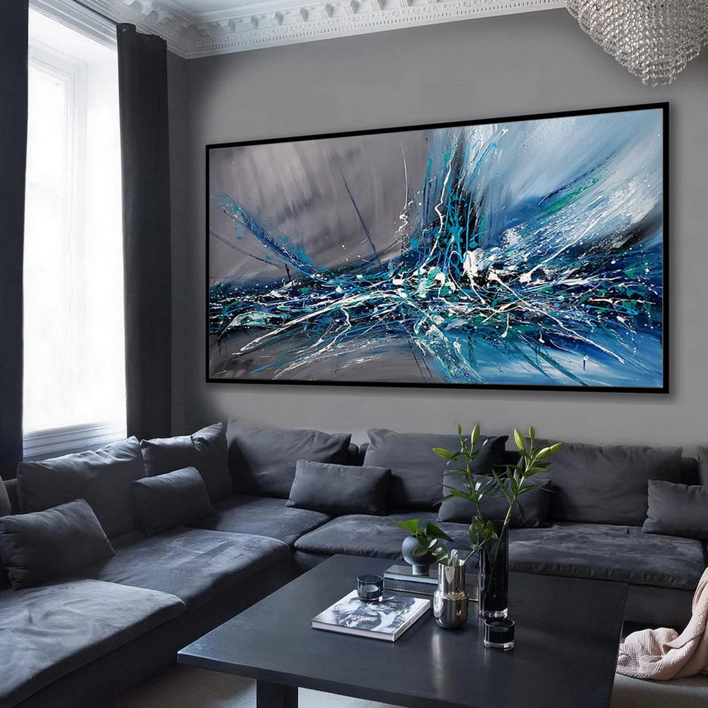 Large Wall Art Paintings For Sale, Original Artwork On Canvas, Extremely Modern Luxury Decor - Beauty in Blue 2