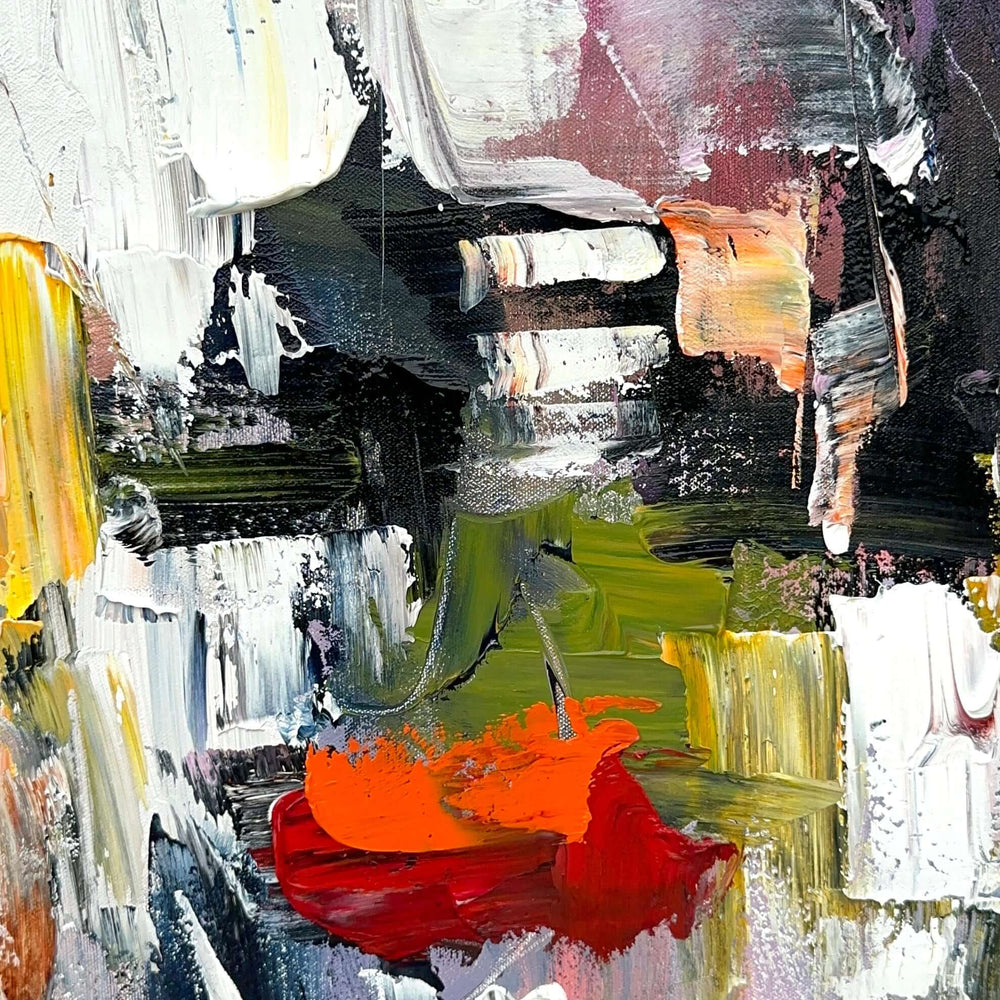 Large Abstract Red and Black Painting | Modern Wall Art