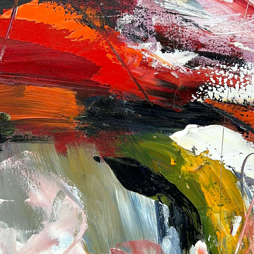 Large Abstract Red and Black Painting | Modern Wall Art