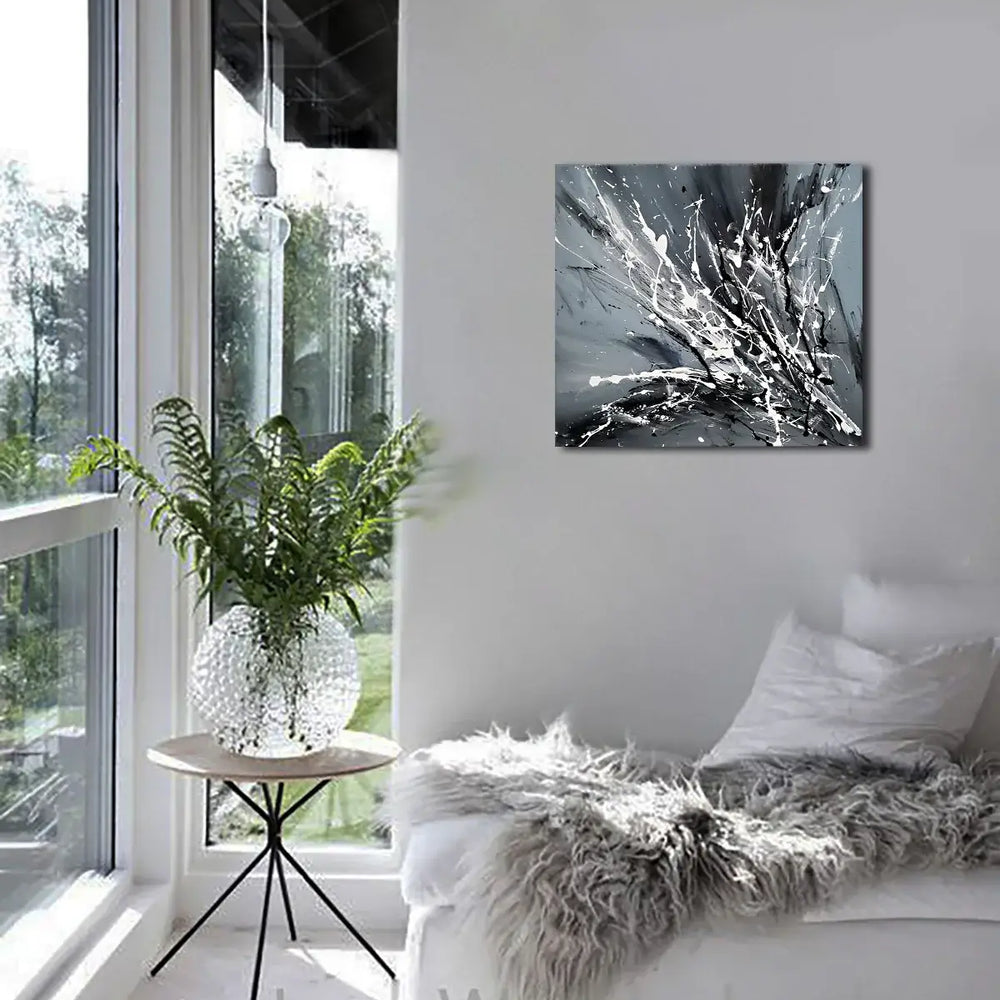 Black White Painting On Canvas Original Artwork For Sale, Modern Interior Decor - Unreal Beauty 2