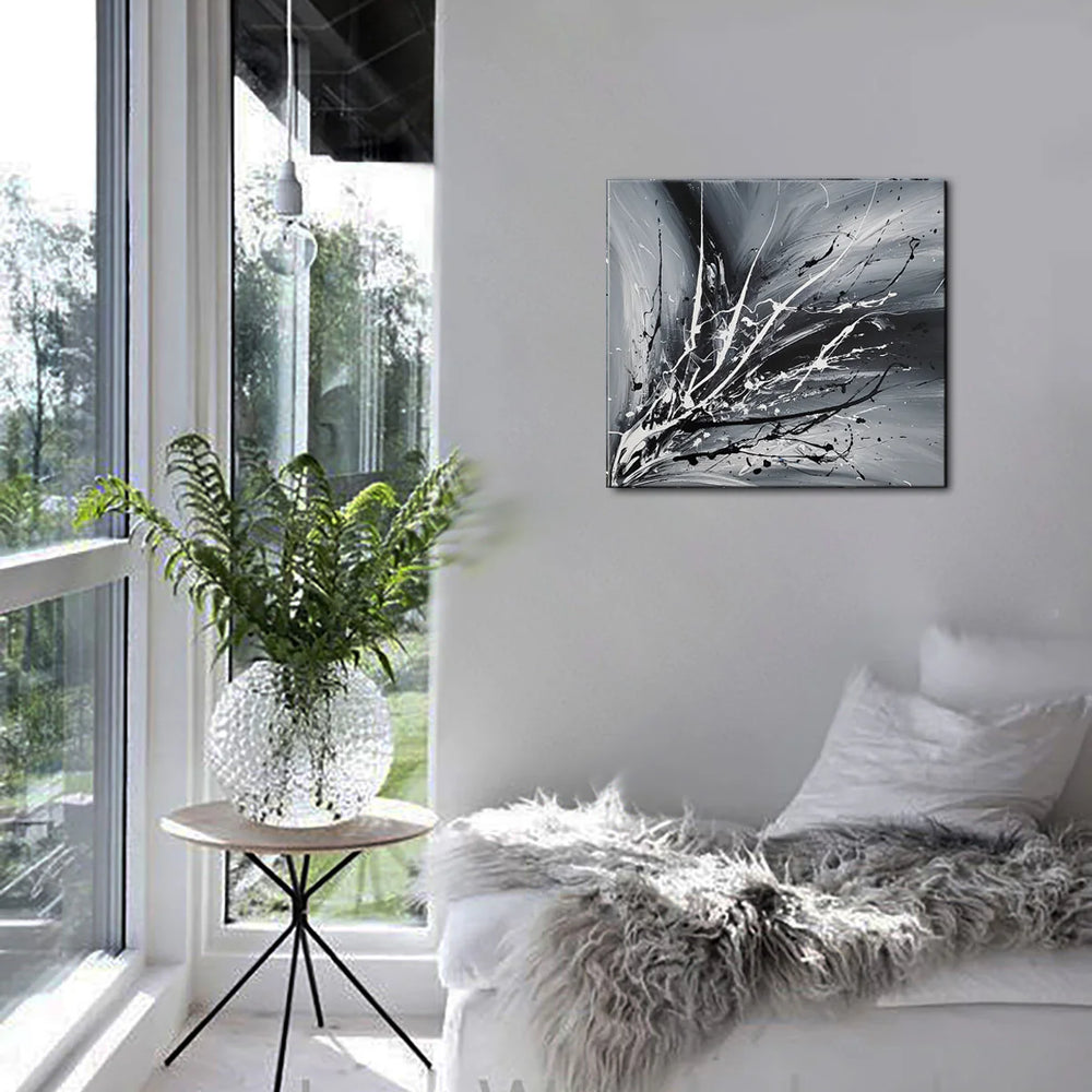 Black White Painting On Canvas Original Artwork For Sale, Modern Interior Decor - Unreal Beauty 3