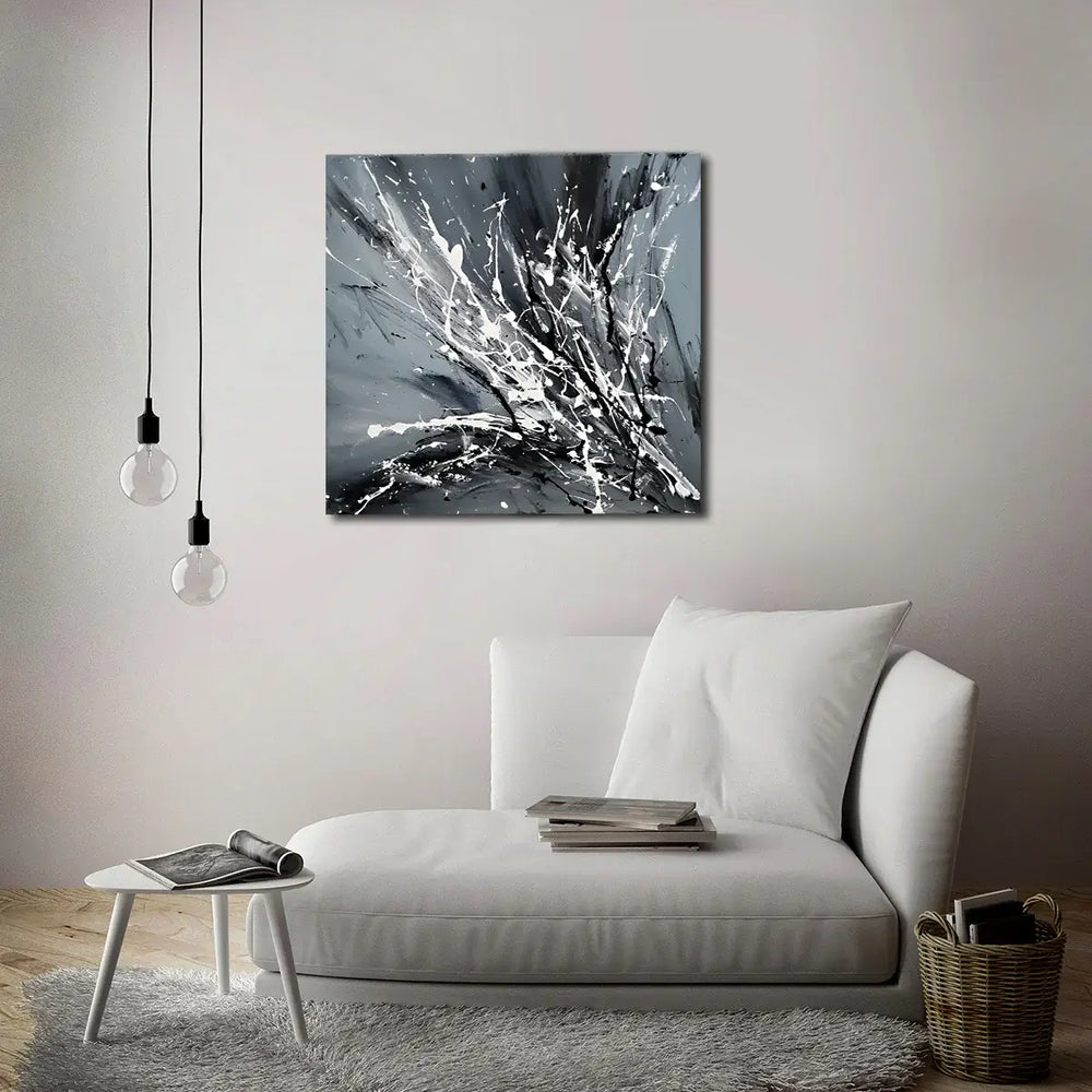 Black White Painting On Canvas Original Artwork For Sale, Modern Interior Decor - Unreal Beauty 2