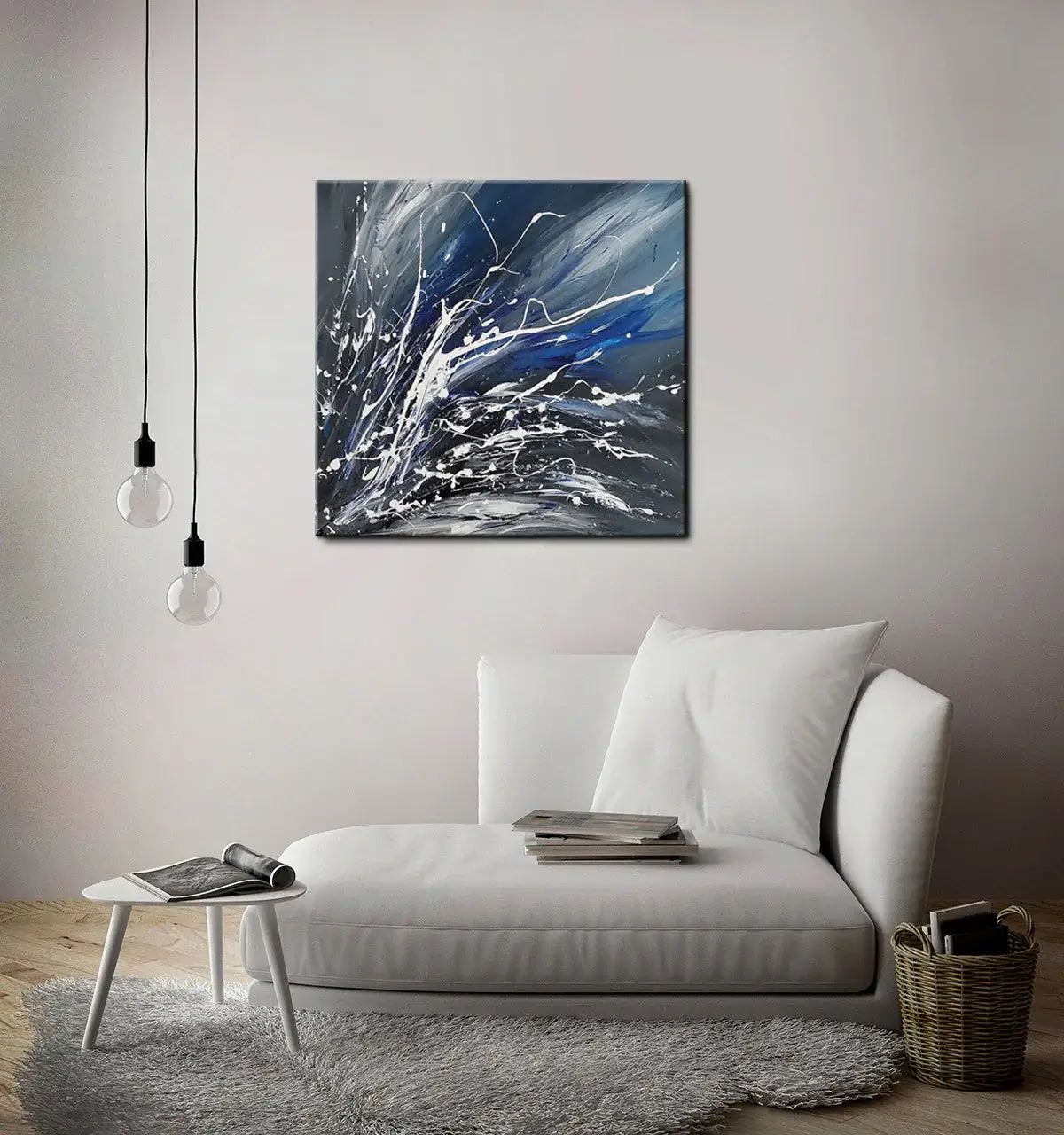 Black White Painting On Canvas Original Artwork For Sale, Modern Interior Decor - Unreal Beauty 4