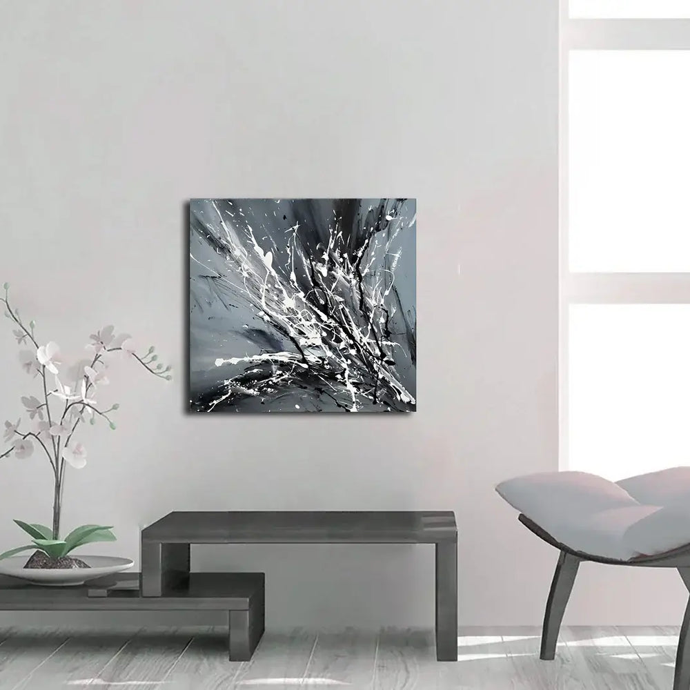 Black White Painting On Canvas Original Artwork For Sale, Modern Interior Decor - Unreal Beauty 2