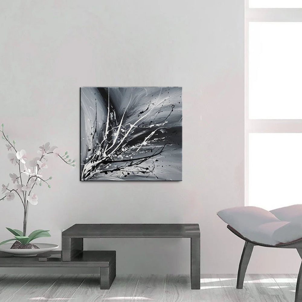 Black White Painting On Canvas Original Artwork For Sale, Modern Interior Decor - Unreal Beauty 3