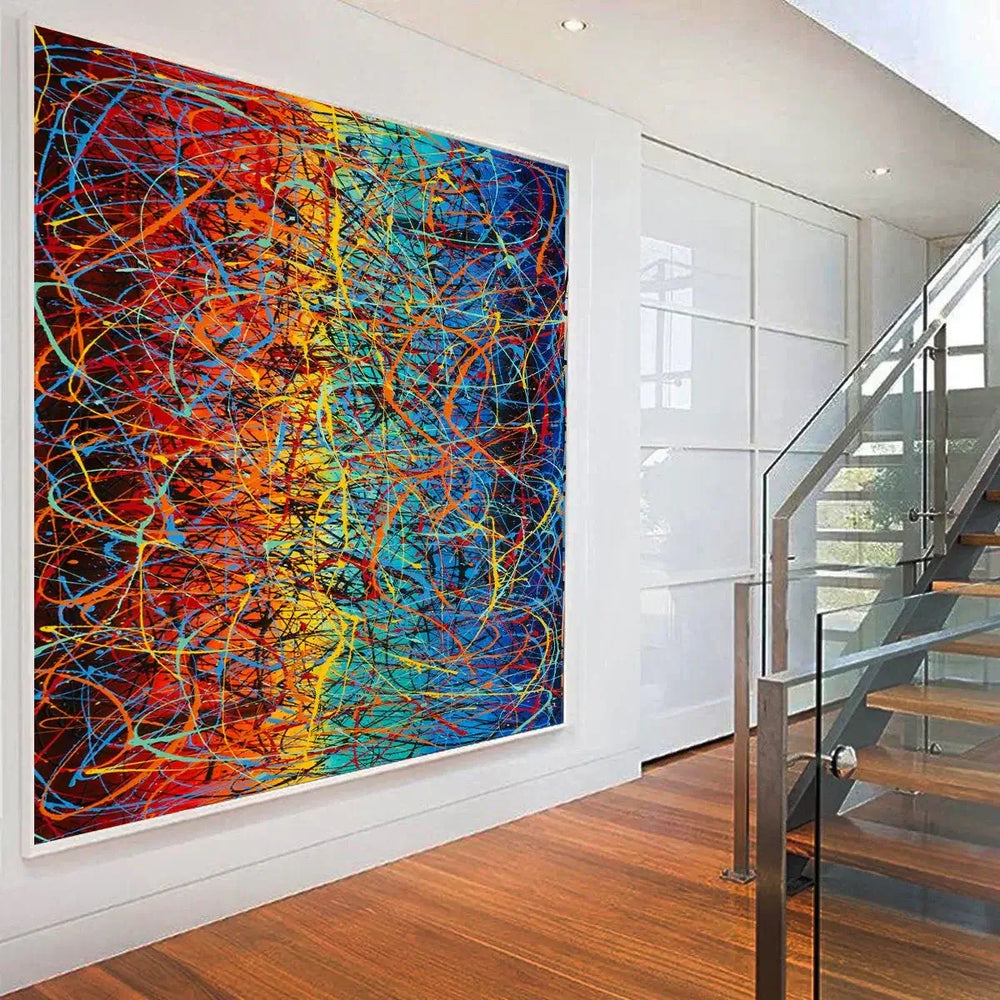 Jackson Pollock Style | Abstract artwork large oil painting on canvas oversize luxury Homes - Vintage Beauty 15