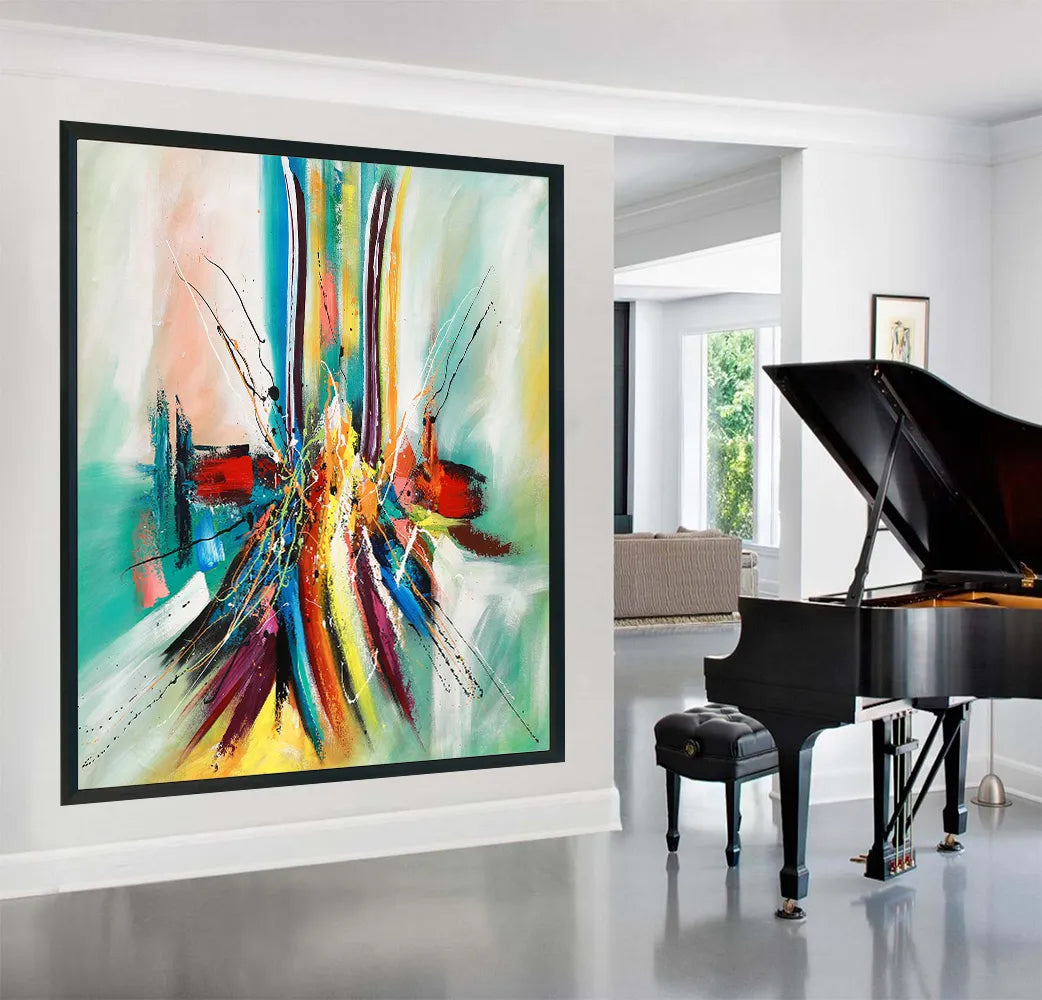 Abstract acrylic painting colorful modern wall art