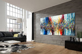 Angled side view of Beauty of Bridge 6 – contemporary abstract expressionist painting on gallery-wrapped canvas