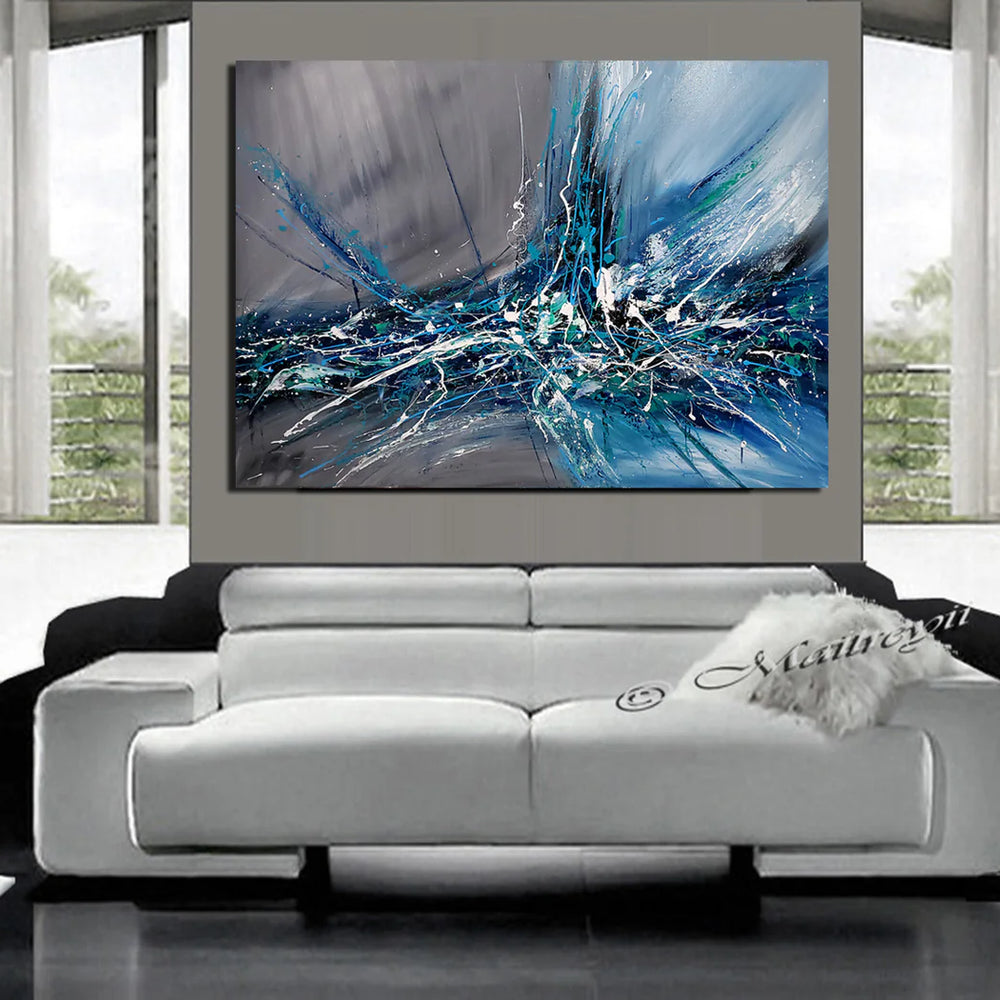 Large Wall Art Paintings For Sale, Original Artwork On Canvas, Extremely Modern Luxury Decor - Beauty in Blue 2