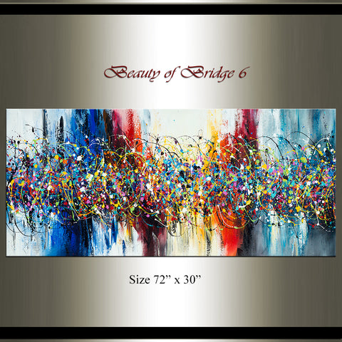 “Beauty of Bridge 6 – Jackson Pollock inspired abstract wall art in bold splatter style on large canvas, front view”