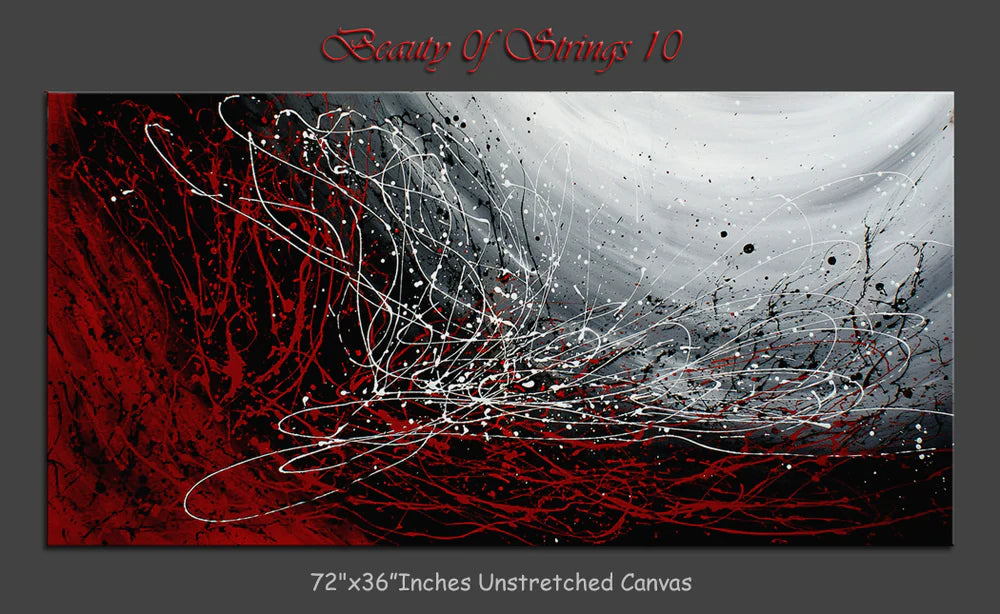 Red wall art Abstract Modern Art Oil Painting Christmas Gift - Beauty of Strings 10