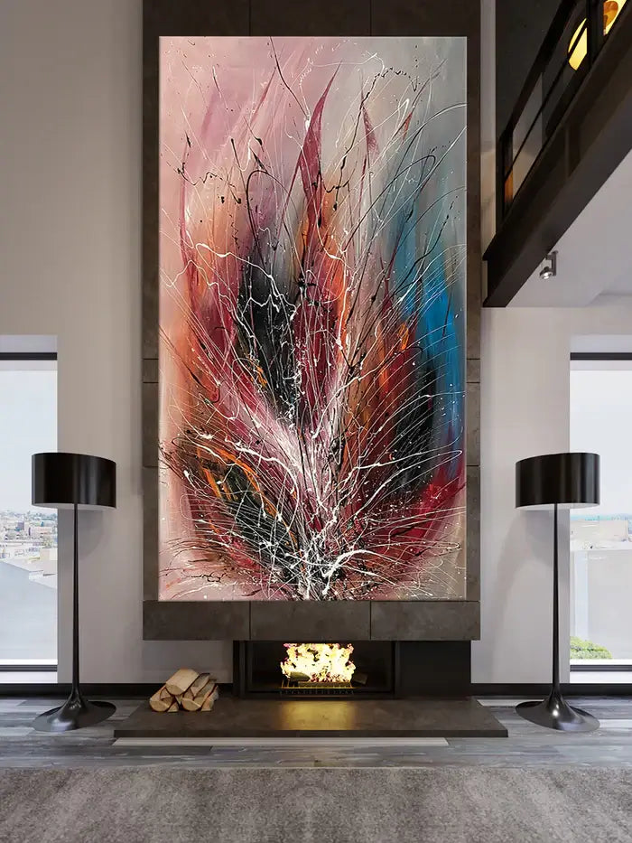 Oversized canvas art for fire place
