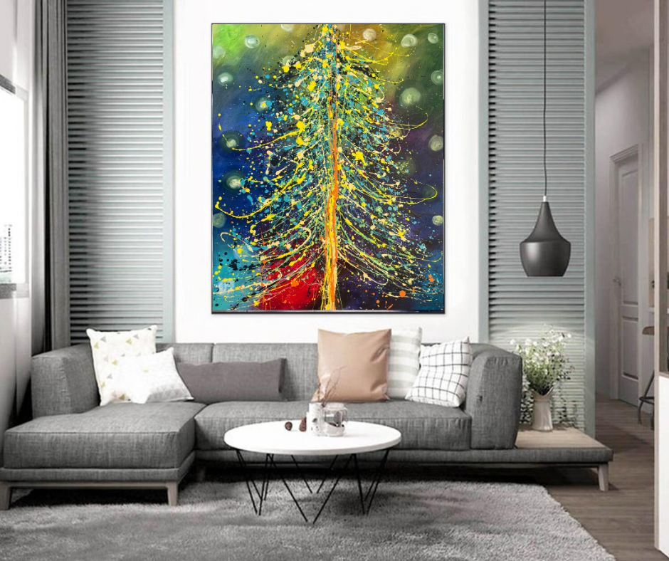 Christmas Decor - Festive Hand-Painted Wall Art by Maitreyii