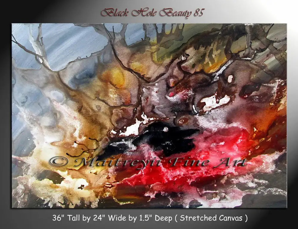 Abstract Painting Red Large Modern Artwork on Canvas, Seascape Art Contemporary Art