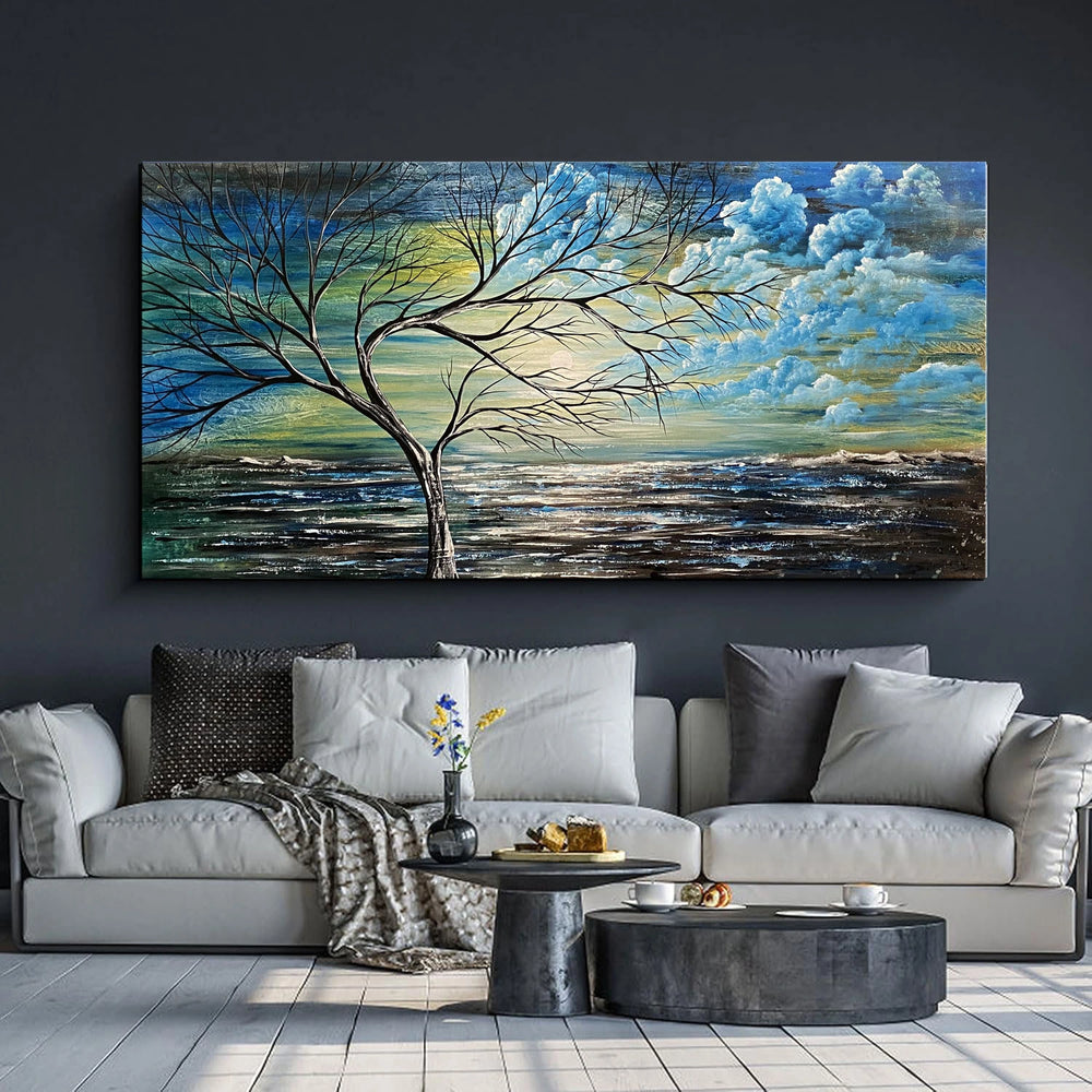 Christmas Beautiful Tree – Elegant Art & Décor- Blue Abstract Seascape