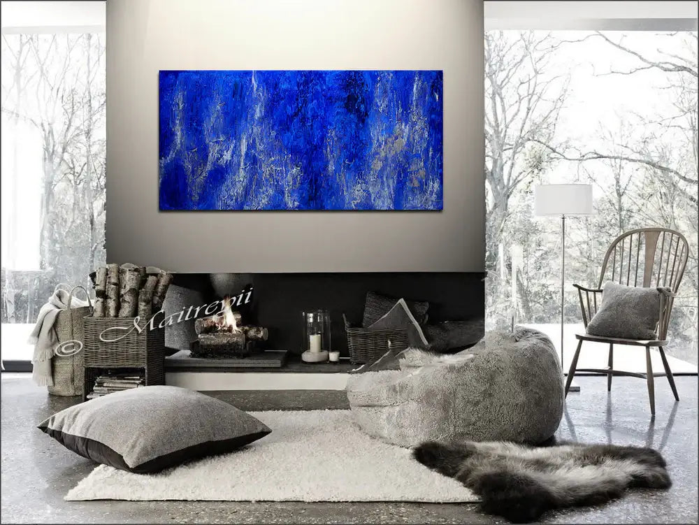 Abstract Art | Blue Visual Depth Texture Painting | LargeModernArt - Blue Texture
