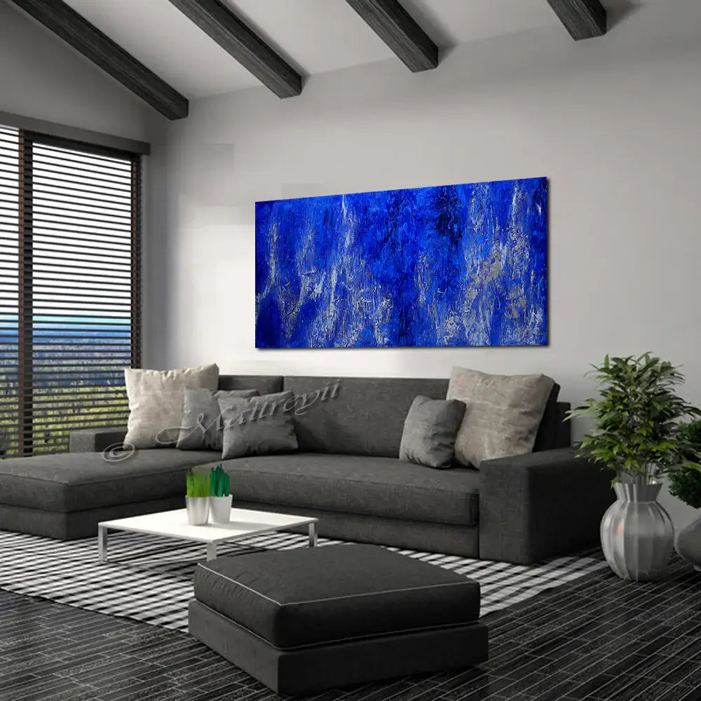 Abstract Art | Blue Visual Depth Texture Painting | LargeModernArt - Blue Texture