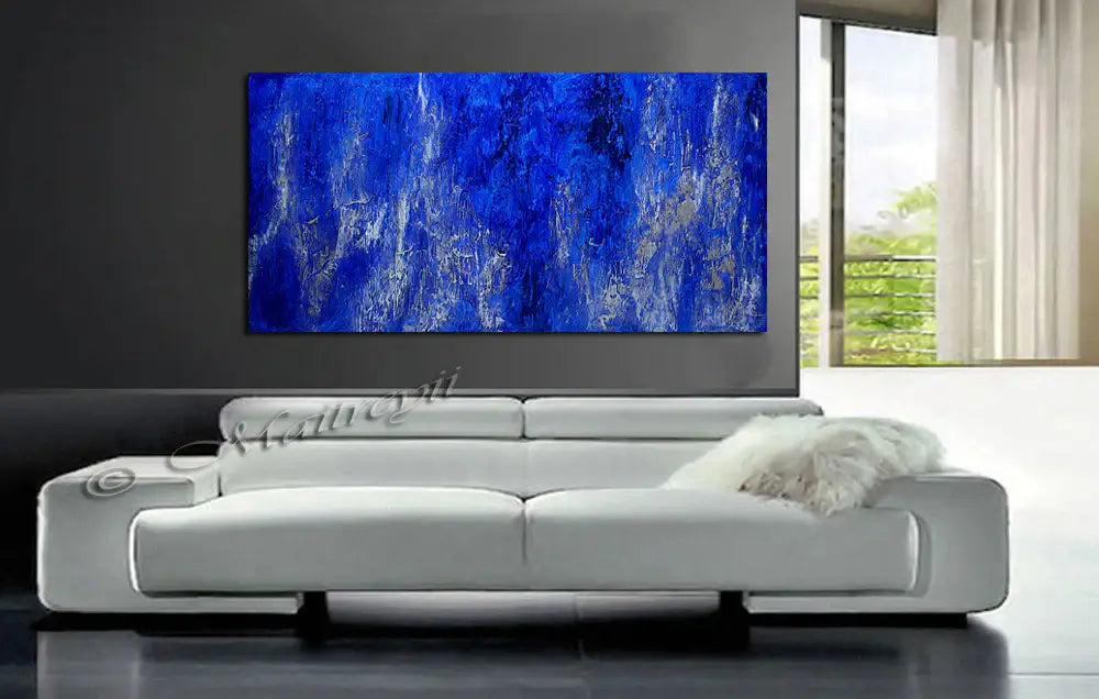 Abstract Art | Blue Visual Depth Texture Painting | LargeModernArt - Blue Texture